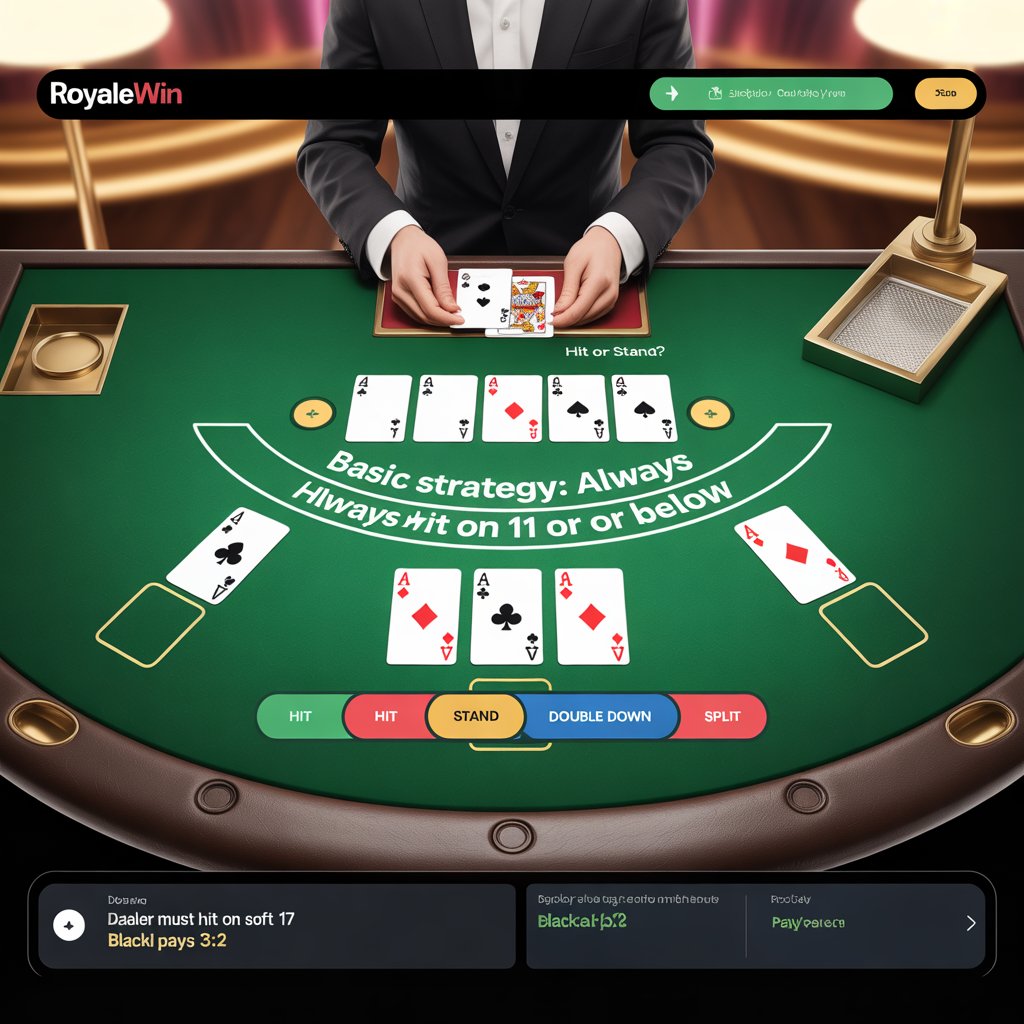 Live blackjack table at Royalewin Gaming with real dealer and players