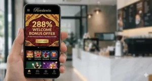 Interface of a top-rated Malaysian mobile casino app showing a 288% welcome bonus offer.