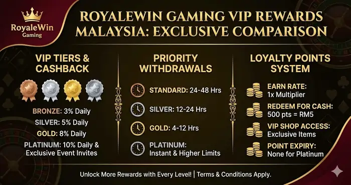 RoyaleWin VIP rewards Malaysia comparison