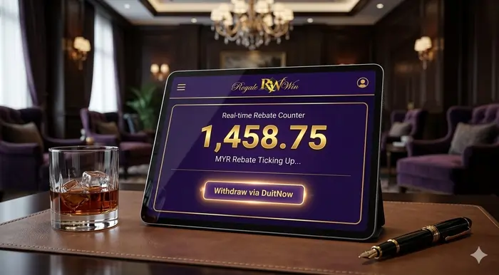 Digital dashboard showing a real-time rebate calculator for the best cashback casino promotions Malaysia.