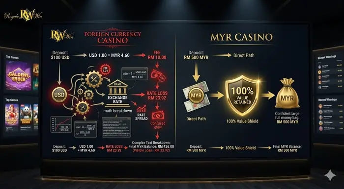 Comparison infographic showing the cost-saving benefits of using MYR casino bonuses Malaysia.
