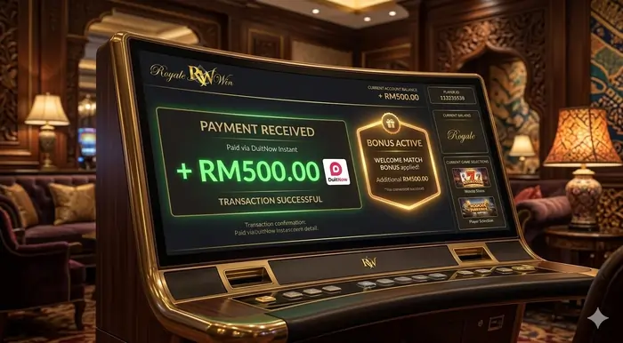 Digital dashboard showing a successful RM deposit and activation of MYR casino bonuses Malaysia.