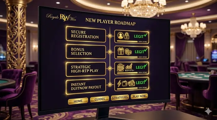 Infographic roadmap showing how to claim and win with New Player Promotions Malaysia in 2026.