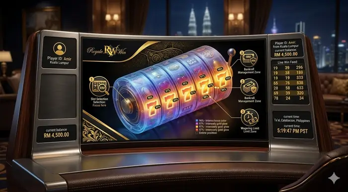 3D infographic heat map showing the relationship between high RTP games and successful casino wagering strategies Malaysia.