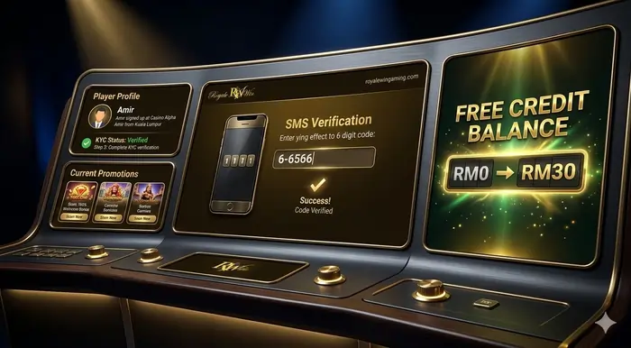 Digital dashboard showing the activation of free credit no deposit Malaysia via SMS verification.