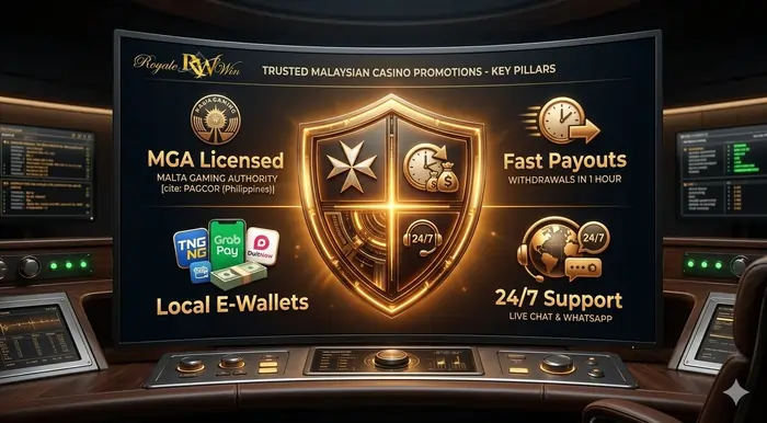 Infographic representing the trust pillars for Malaysian casino promotions with fast withdrawal.