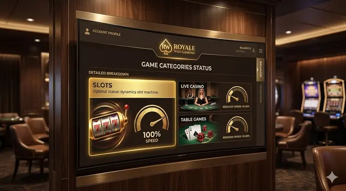 Digital dashboard showing game contribution percentages for clearing casino bonus rollover in Malaysia.
