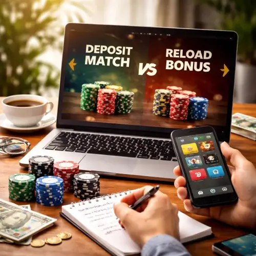 Deposit Match vs. Reload Bonus, deposit match bonus, reload bonus, Royalewin bonus comparison